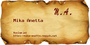 Mika Anetta névjegykártya